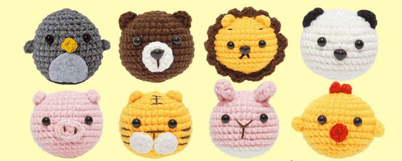 pocket-sized animal crochet kits