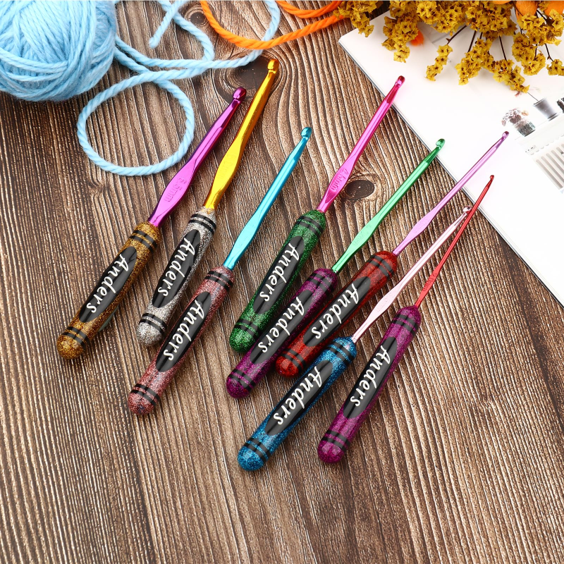 A variety of crochet kit tools